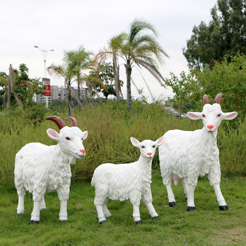仿真玻璃钢山羊动物雕塑户外园林景观庭院农场牧场防盗落地摆件