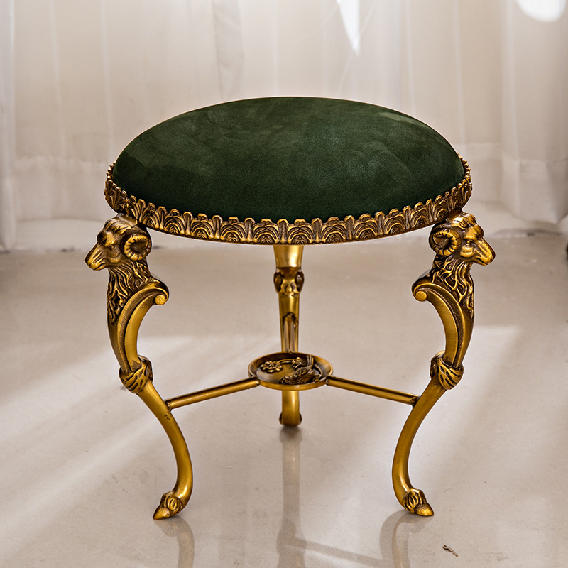 复古黄铜三阳开泰真牛皮头层换鞋凳入门换鞋凳玄关摆件