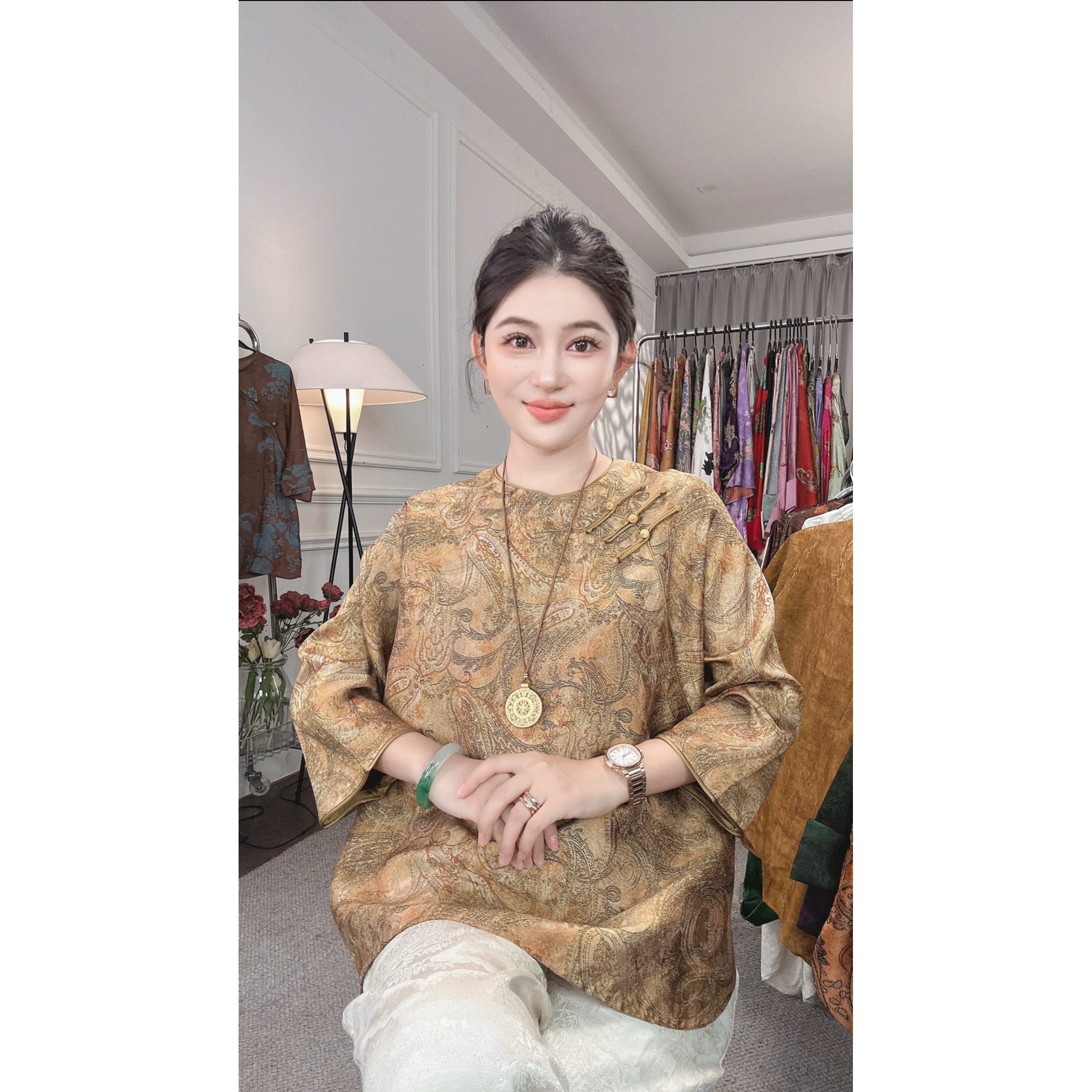 【鎏金】新中式国风九分袖上衣时尚百搭气质显瘦