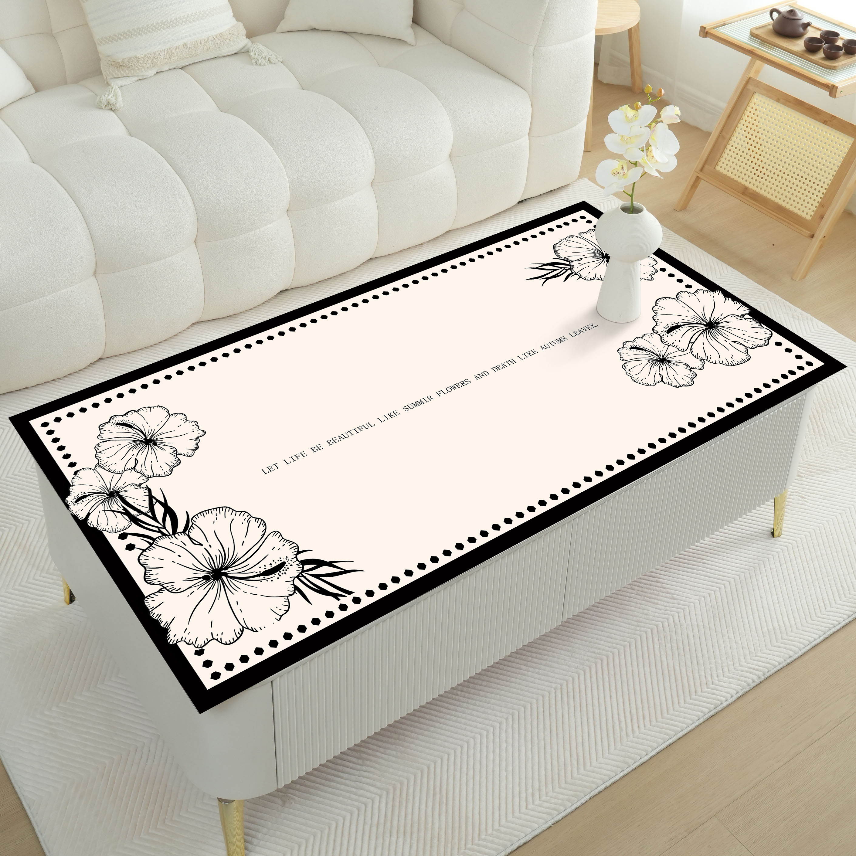 茶几餐桌现代简约家用长方形防油防水可擦免洗防烫垫高级感餐桌布