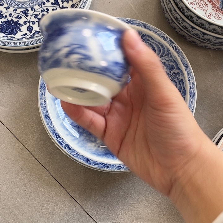 瓷片景德镇青花胭脂蓝龙大壶承加主人杯加盖置