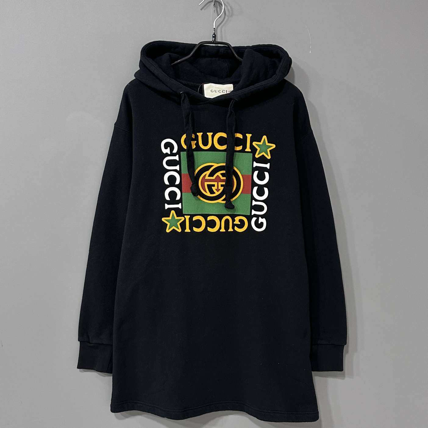 99新 GUCCI/古驰 黑色方块logo帽衫 /xxs码/45713