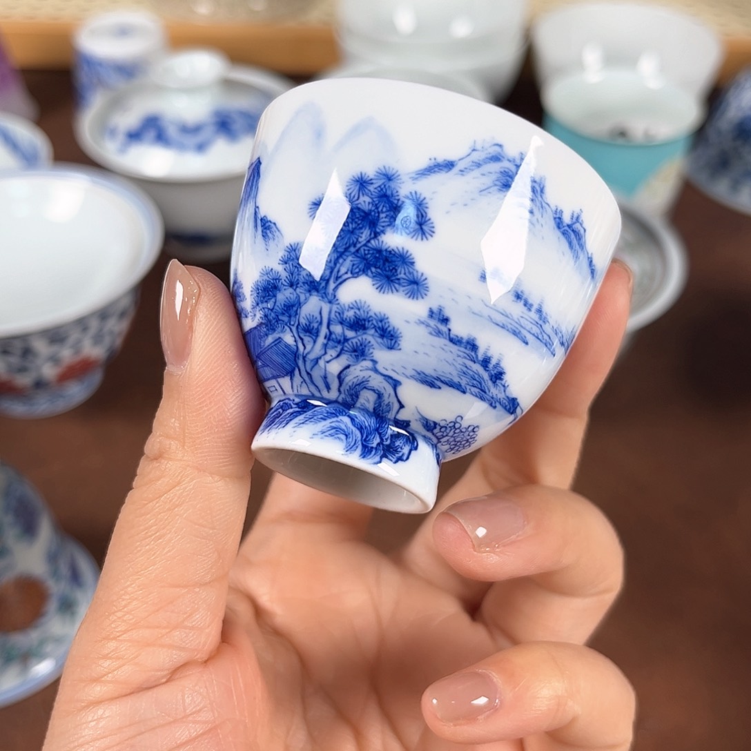 景德镇手工手绘茶具山水b