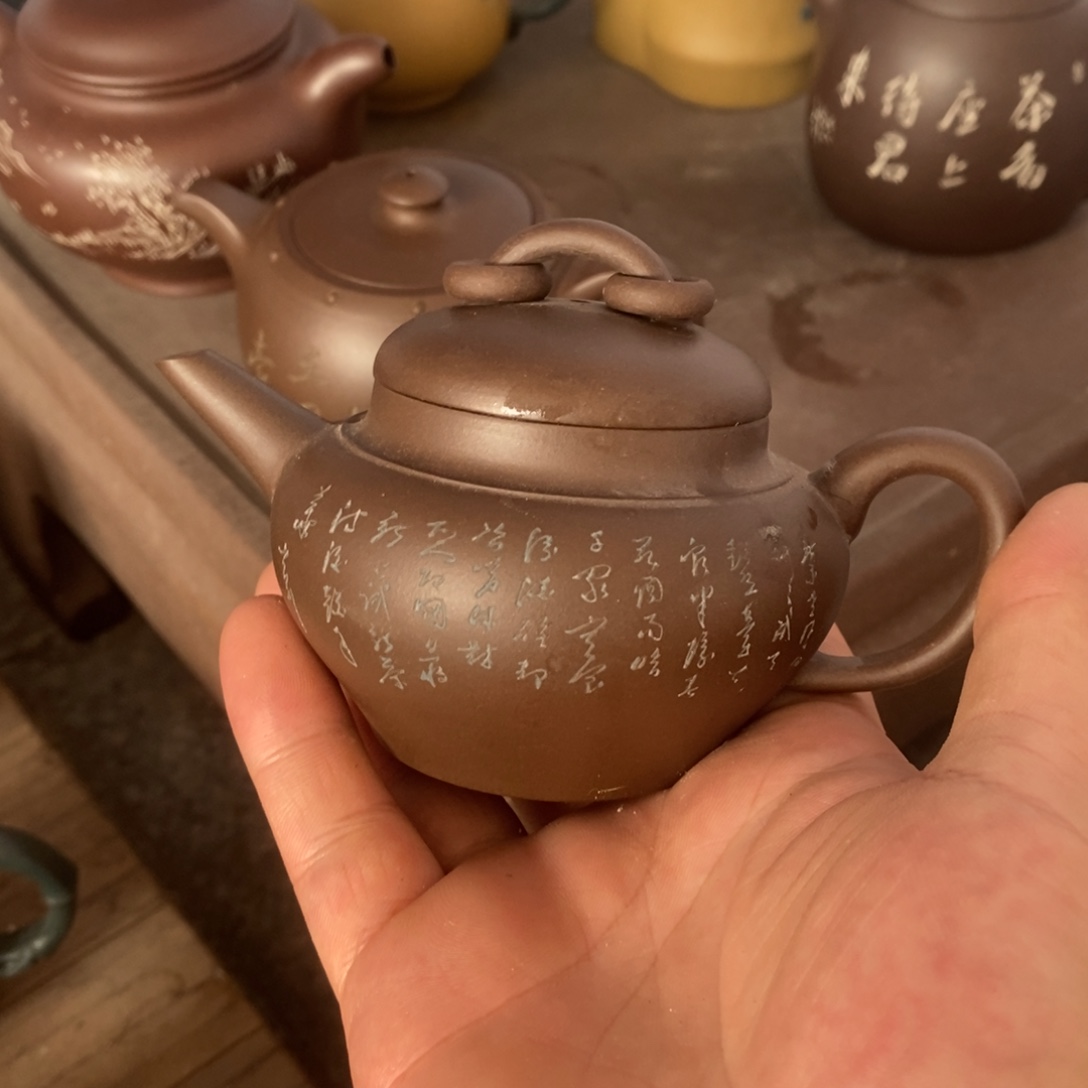 以***仔茶壶紫砂老紫泥双环水平