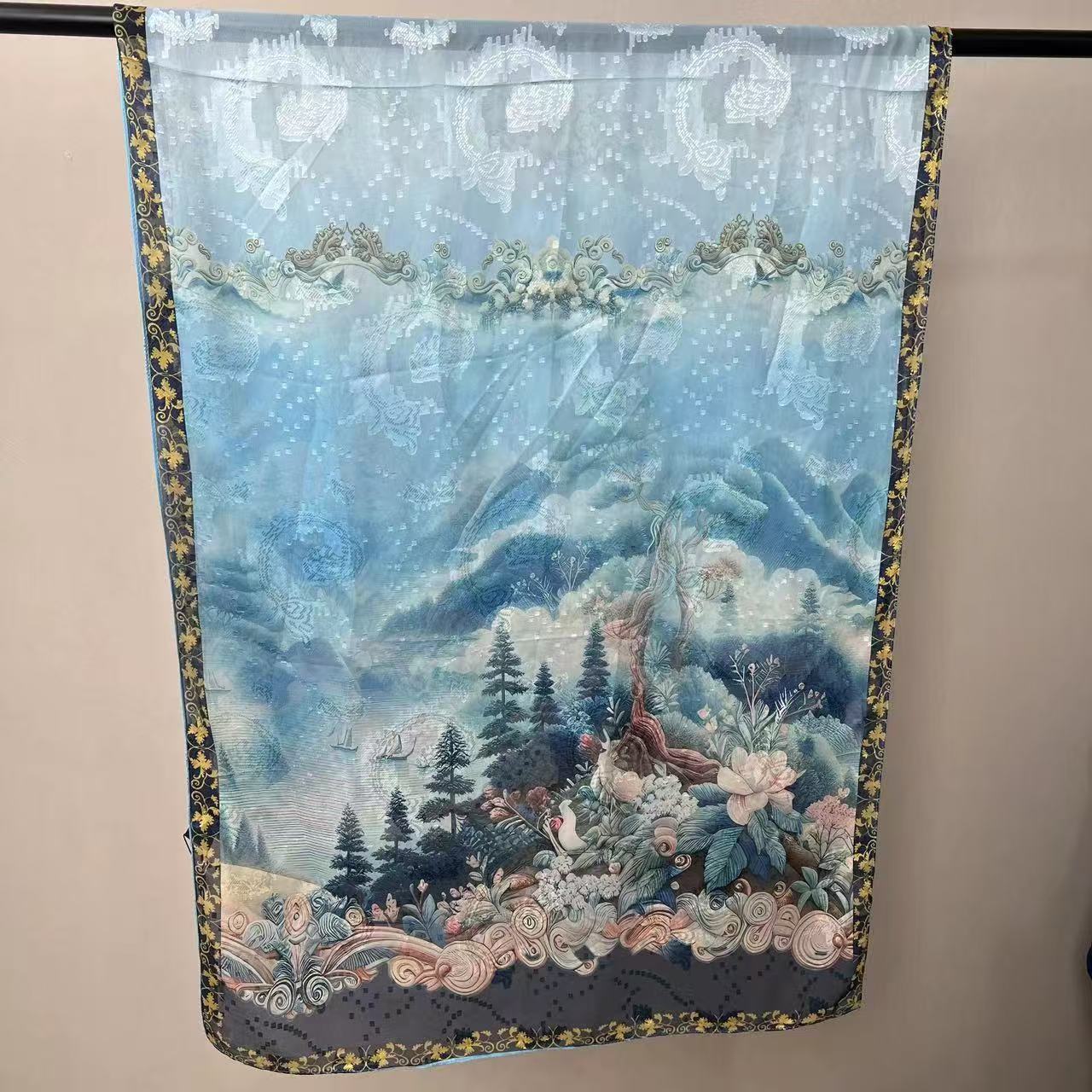 WJ817【梦幻绮旅】剪花 70*180中国风薄款不掉色丝巾