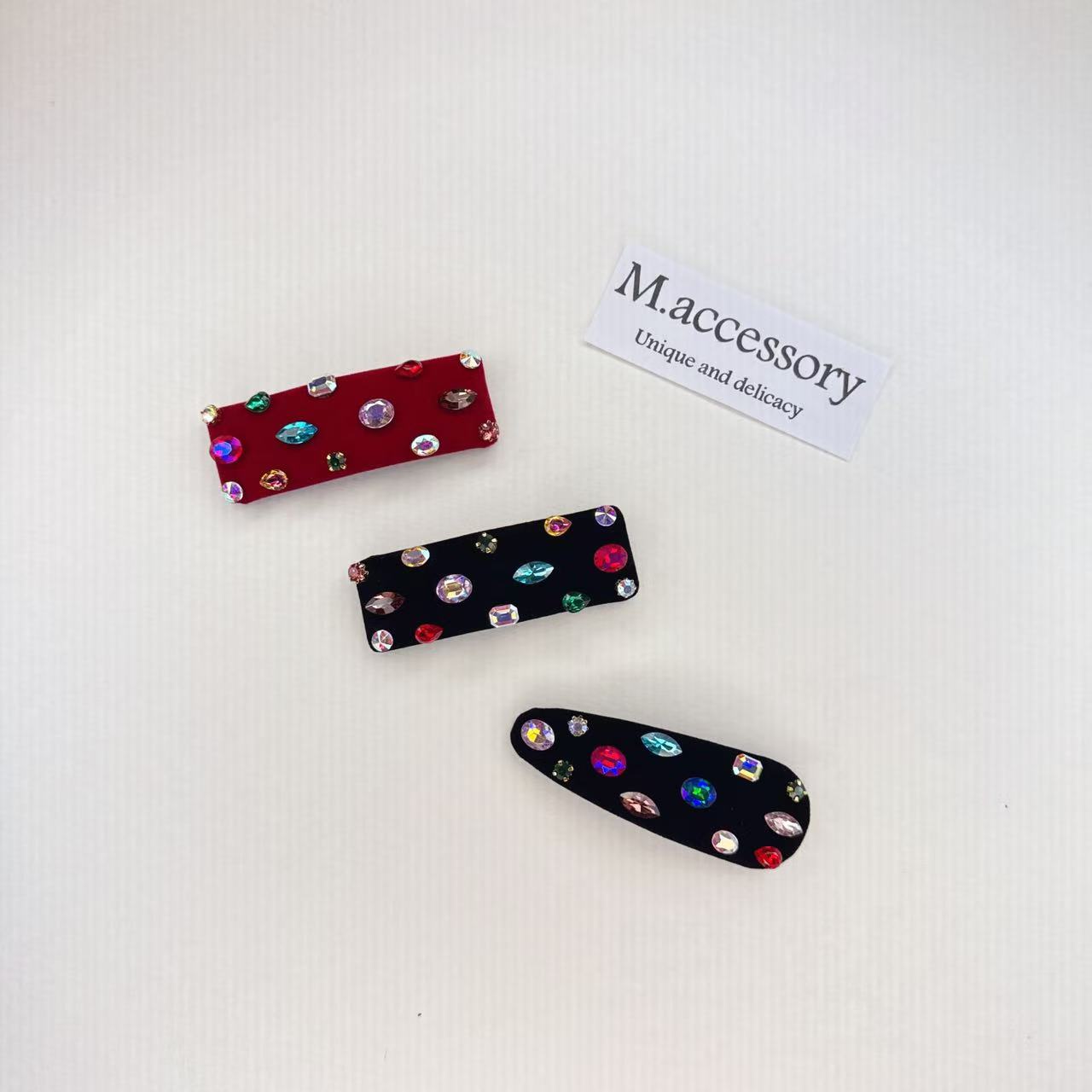 Mi33  定制款高级感丝绒彩钻BB夹 Y42060L2-1