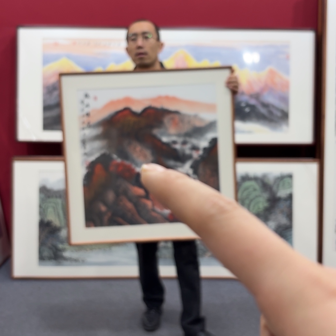 国画带框绘画80/80尺寸