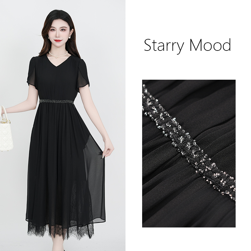 2025年夏季穿搭新款裙子法式短袖洋气显瘦名媛气质女装连衣裙