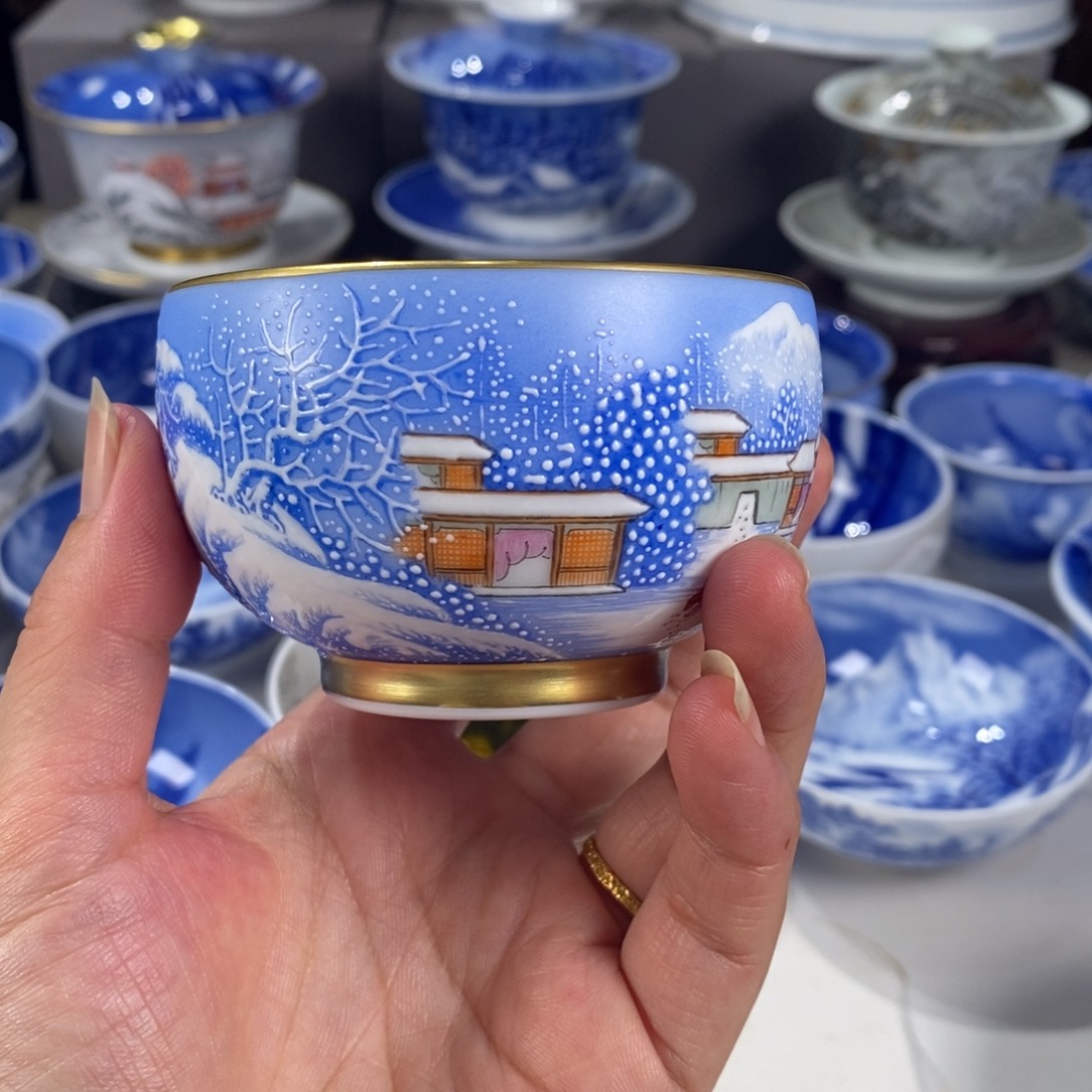 粉彩雪景主人杯杯