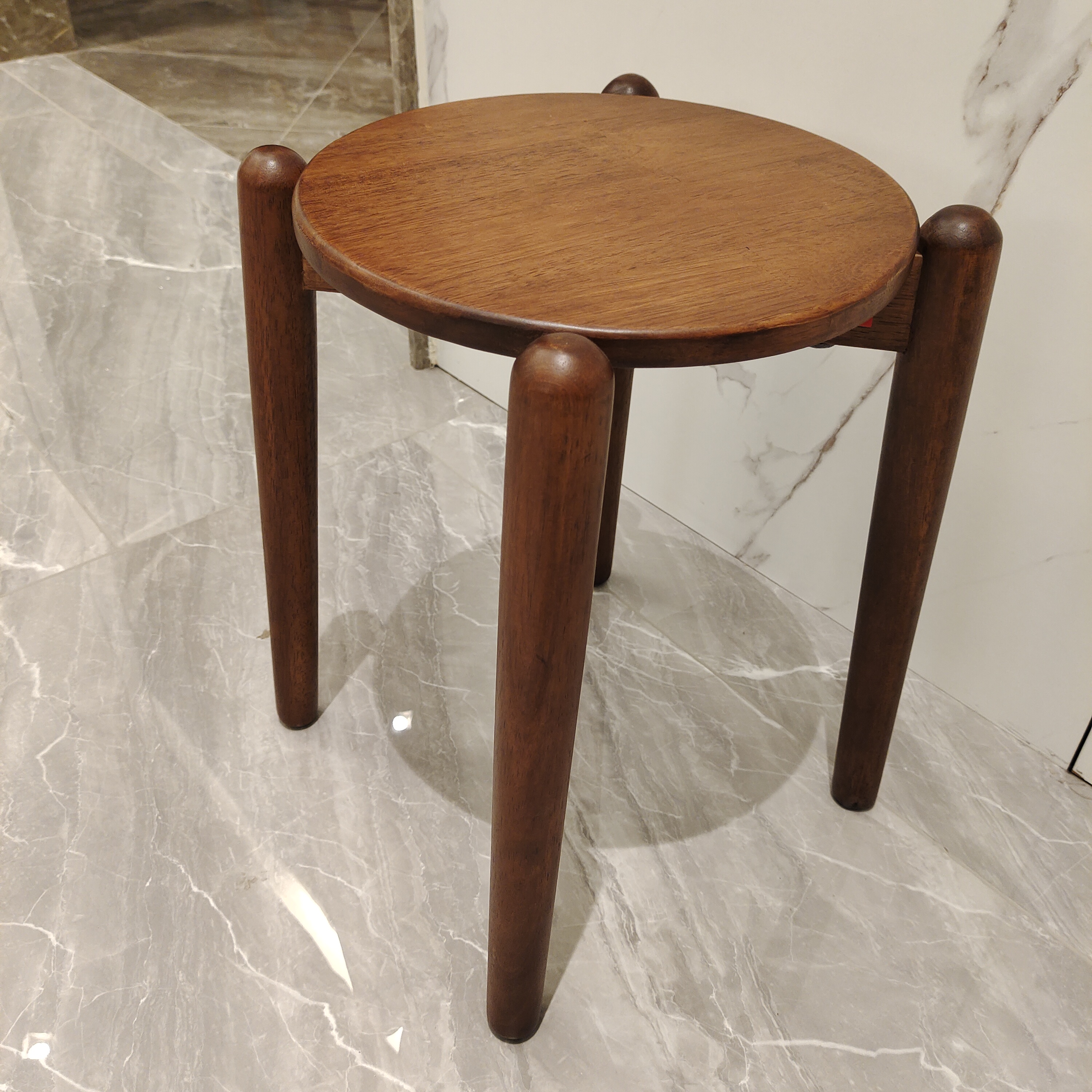 华日家居实木圆凳胡桃色客厅餐厅可用