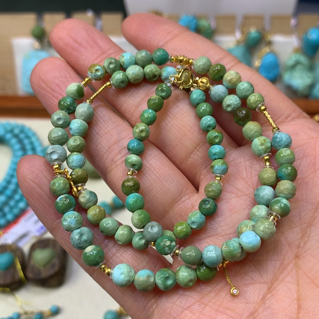 绿松石项链18K金镶嵌