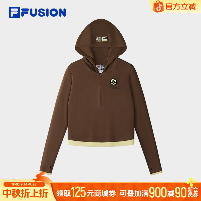 斐乐女秋季百搭潮流时尚简约休闲针织连帽上衣T11W549204