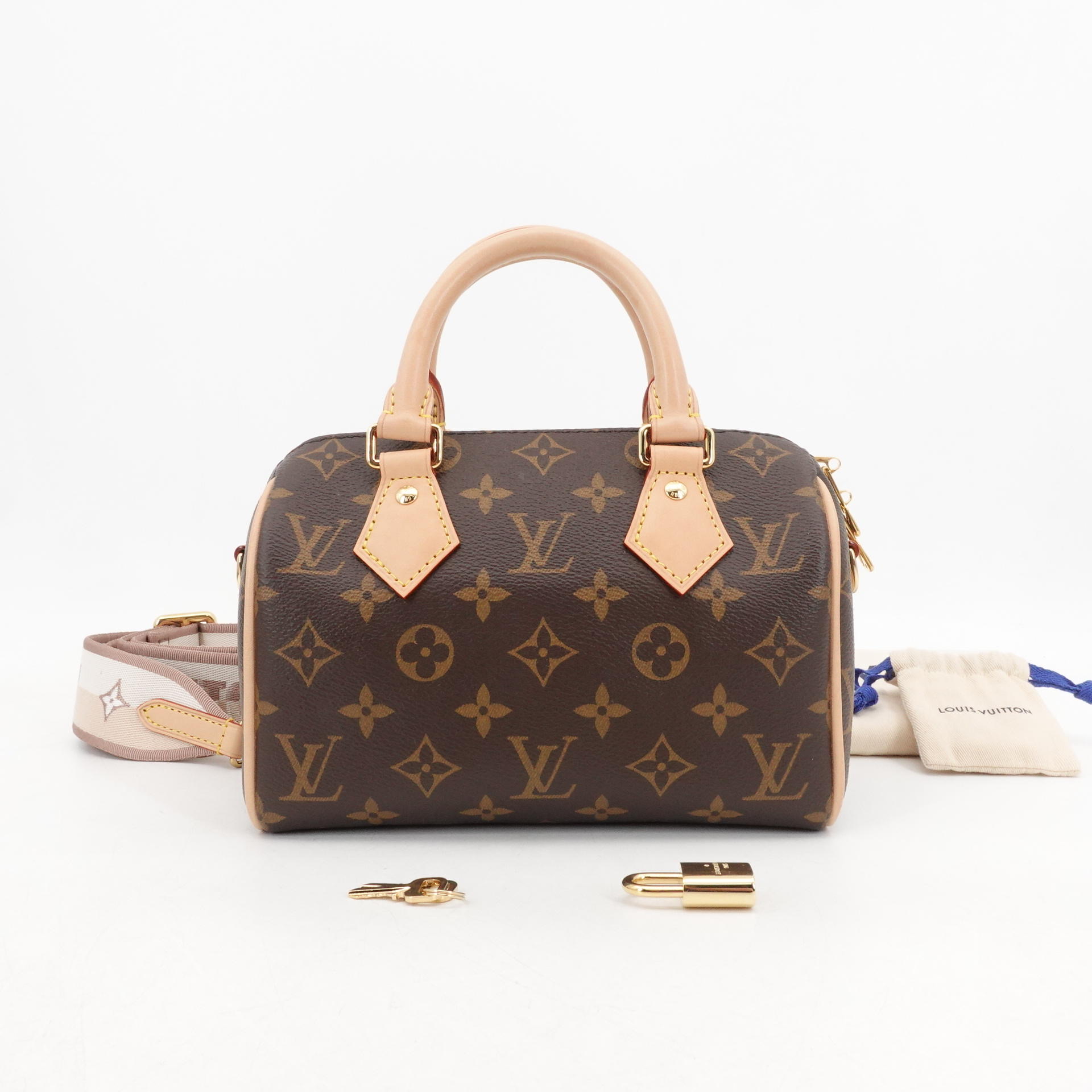 99新 LouisVuitton/路易威登 GGSspeedy20奶茶色芯片款17426213