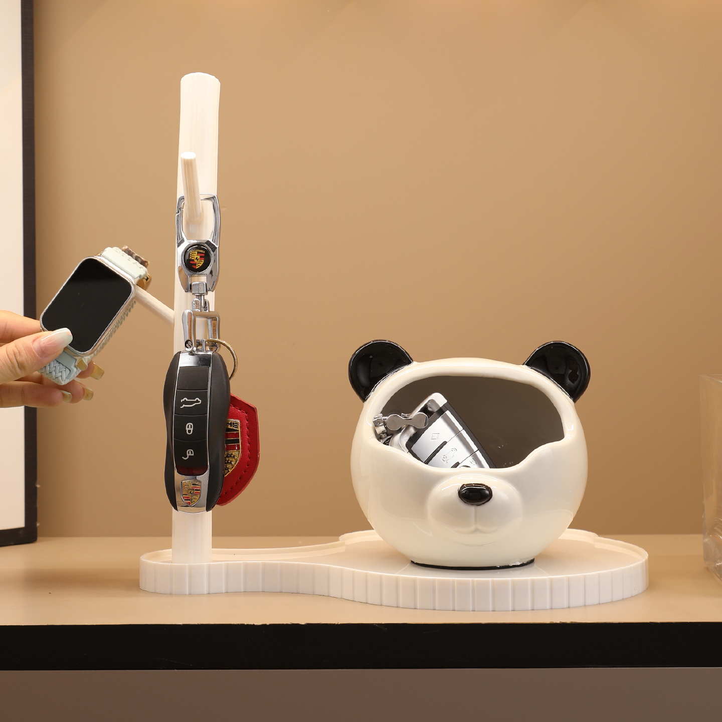 创意小熊可爱家居钥匙收纳入户玄关布置摆件电视柜客厅鞋柜装饰品