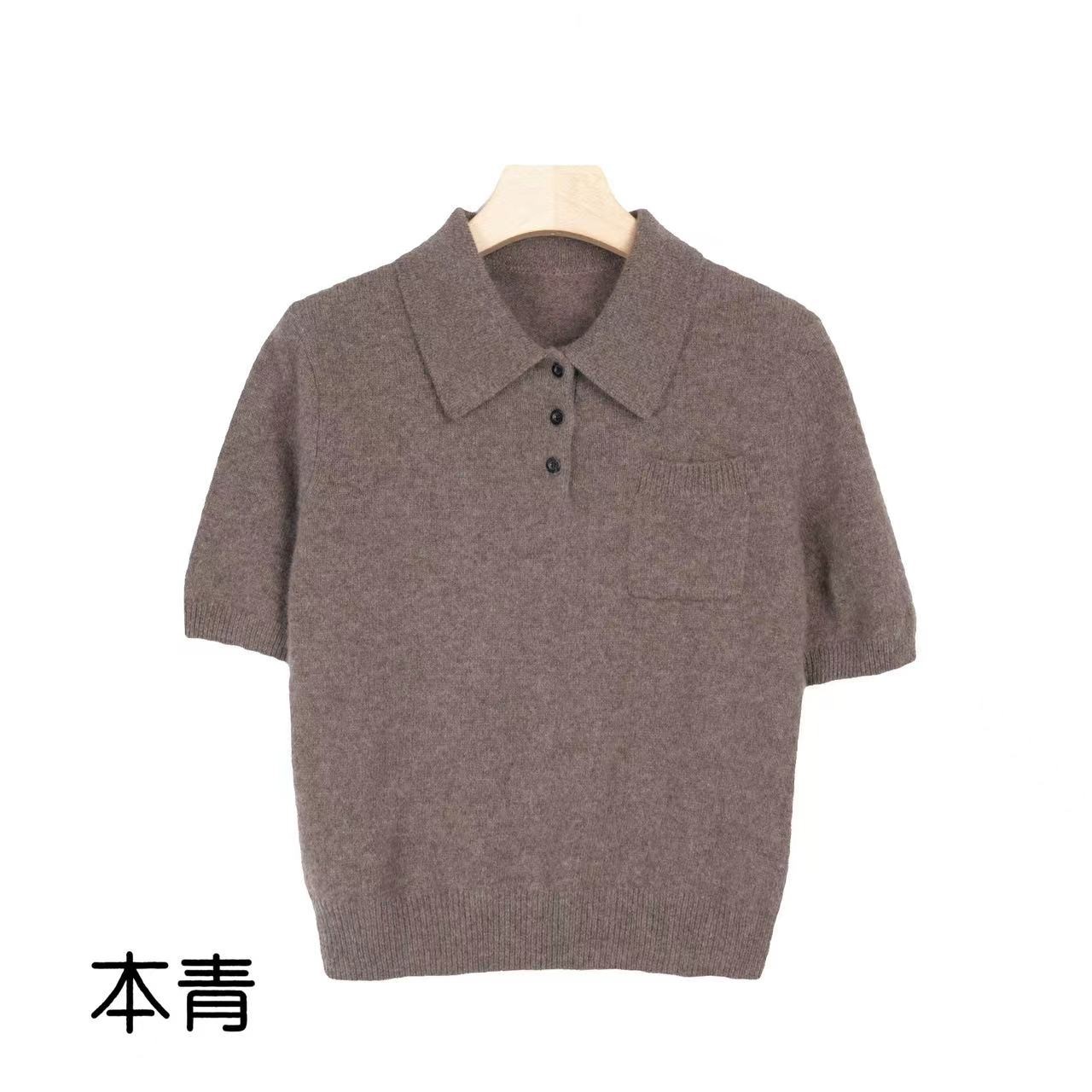 CHUANBAI【100%牦牛绒】经典POLO翻领口袋短袖穿搭-1673