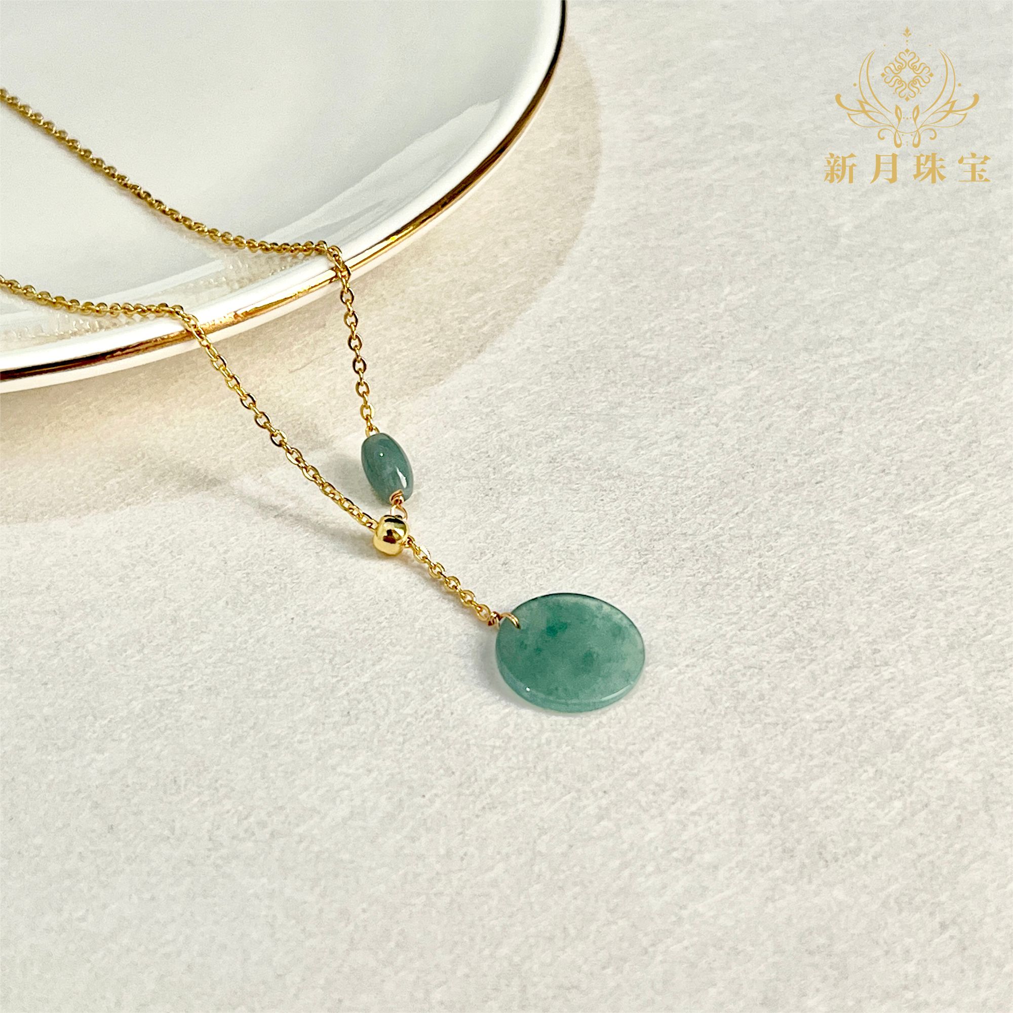 【开业福利】翡翠老蓝水吊坠无事牌圆牌项链-多样性发一