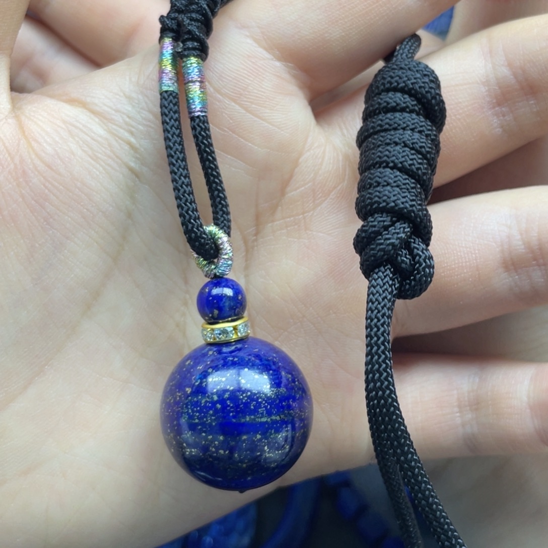 青金石未镶嵌圆珠项链