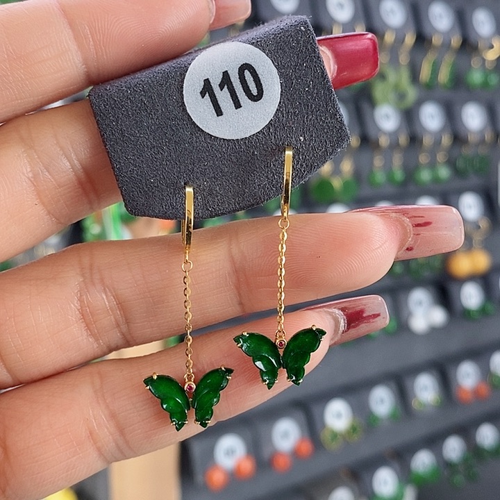 翡翠耳饰18K金镶嵌耳饰