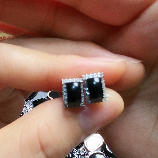 翡翠银S925镶嵌耳饰