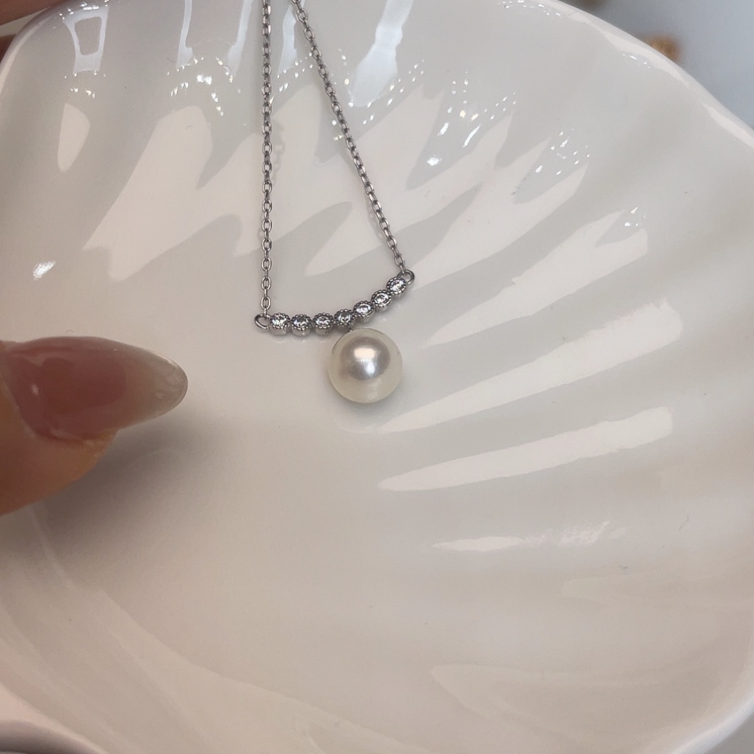 海水珍珠银S925镶嵌项链
