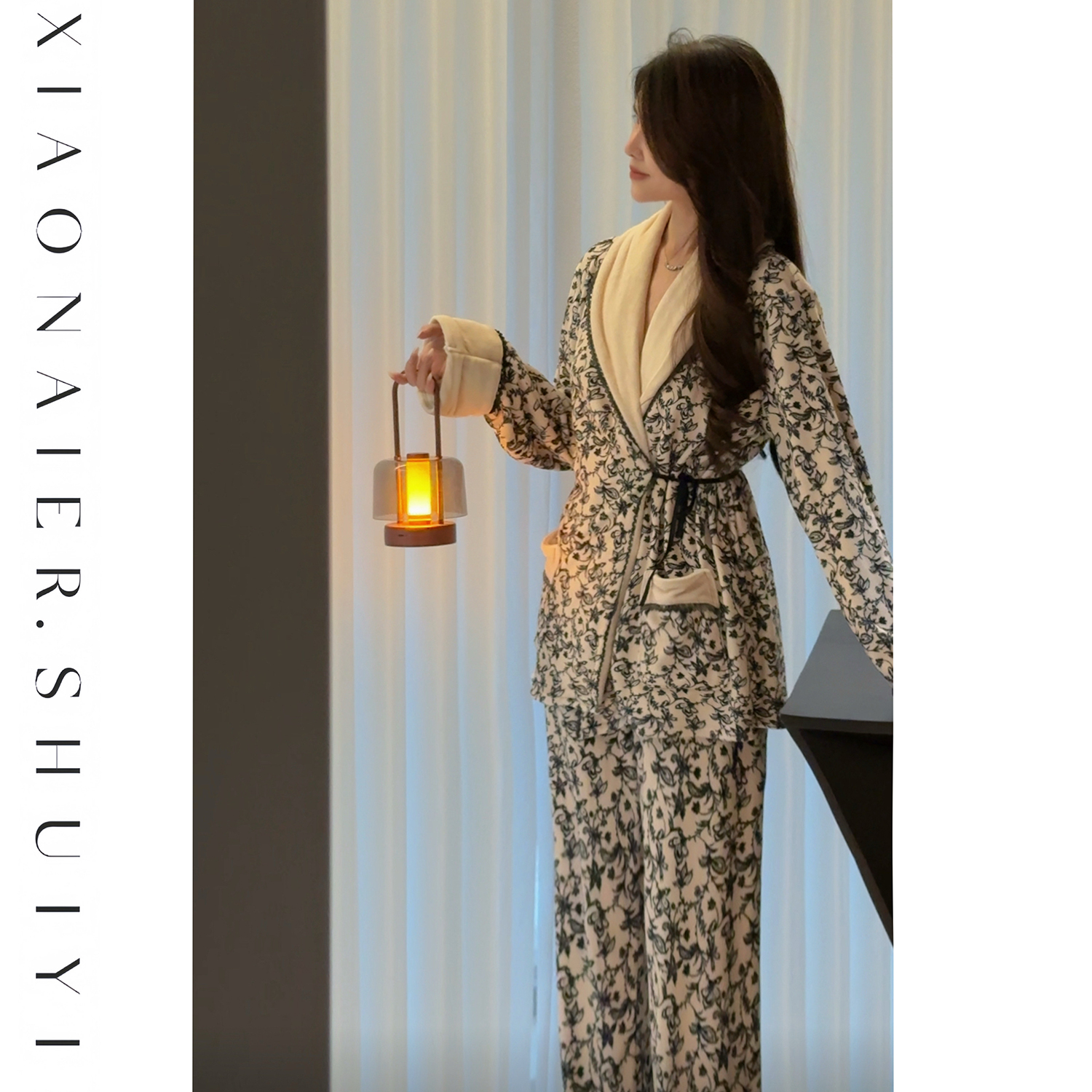 【半梦花屿】秋冬海岛绒保暖睡袍长裤女显瘦可外穿高级睡袍