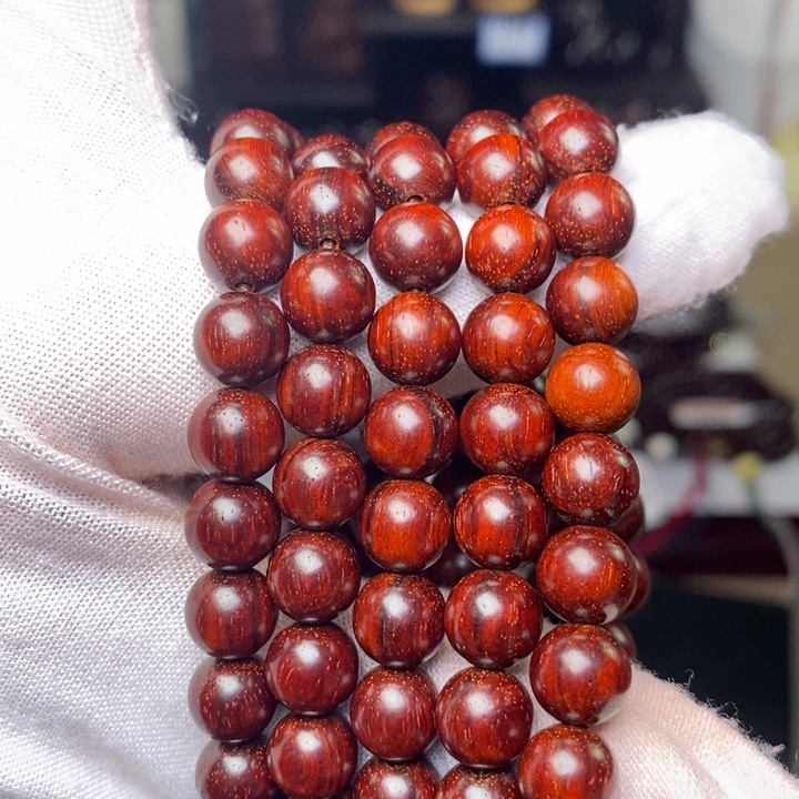 小叶紫檀手串/手链原汁原味0.8/108鳞底泥料（生成纹）39g 特价款