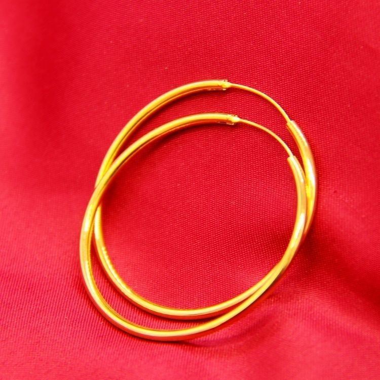 合金耳饰 光面简约福气耳圈女款时尚百搭黄金色经典不掉色大耳圈