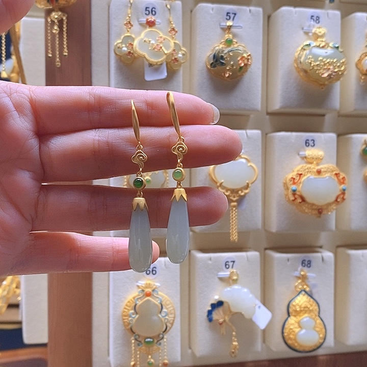 和田玉颈饰银S925镶嵌