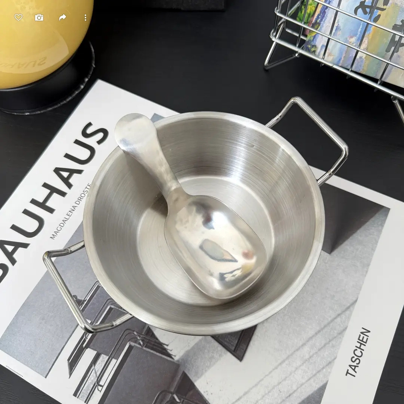 佳美萱韩式高颜值加厚不锈钢碗超萌可爱双耳碗燕麦碗大头勺套装