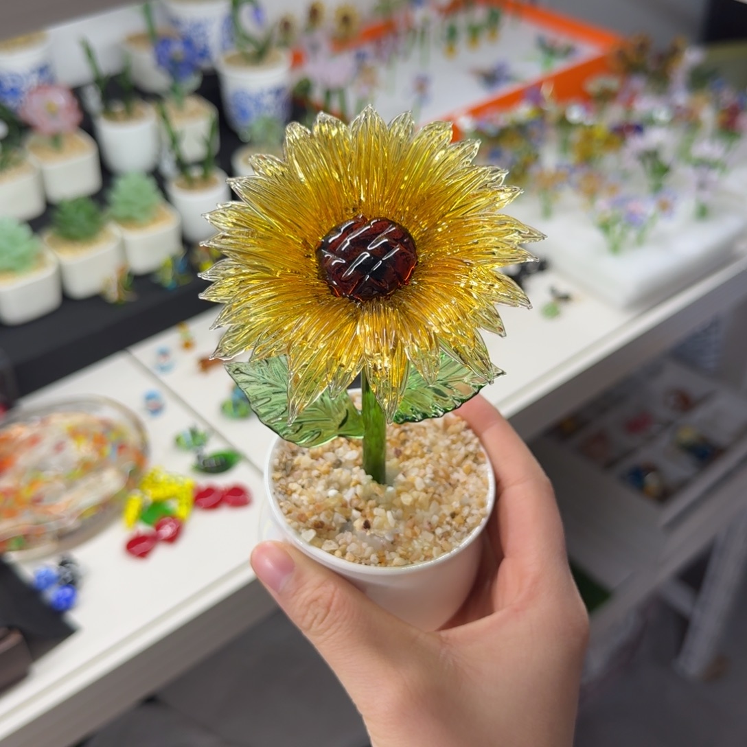 手工艺品琉璃向日葵盆栽