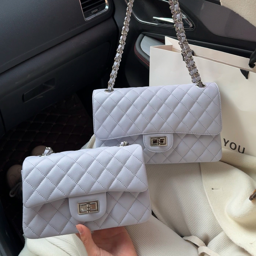 小香风鱼子酱包包真皮菱格链条包女秋冬新款腋下包单肩斜挎小方包