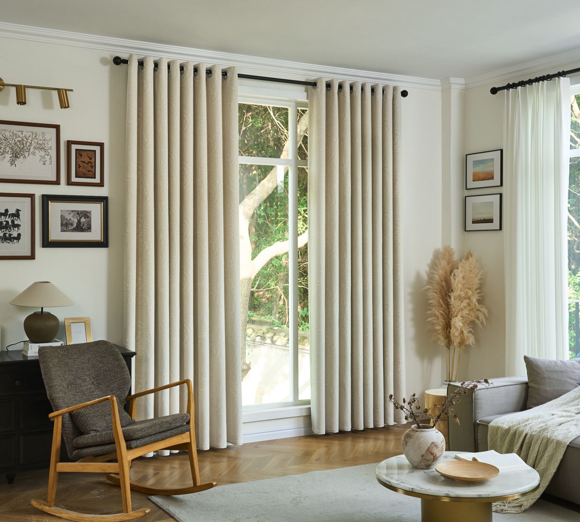 【来财】2025秋季新款双面提花雪尼尔客厅卧室法式奶油温馨窗帘