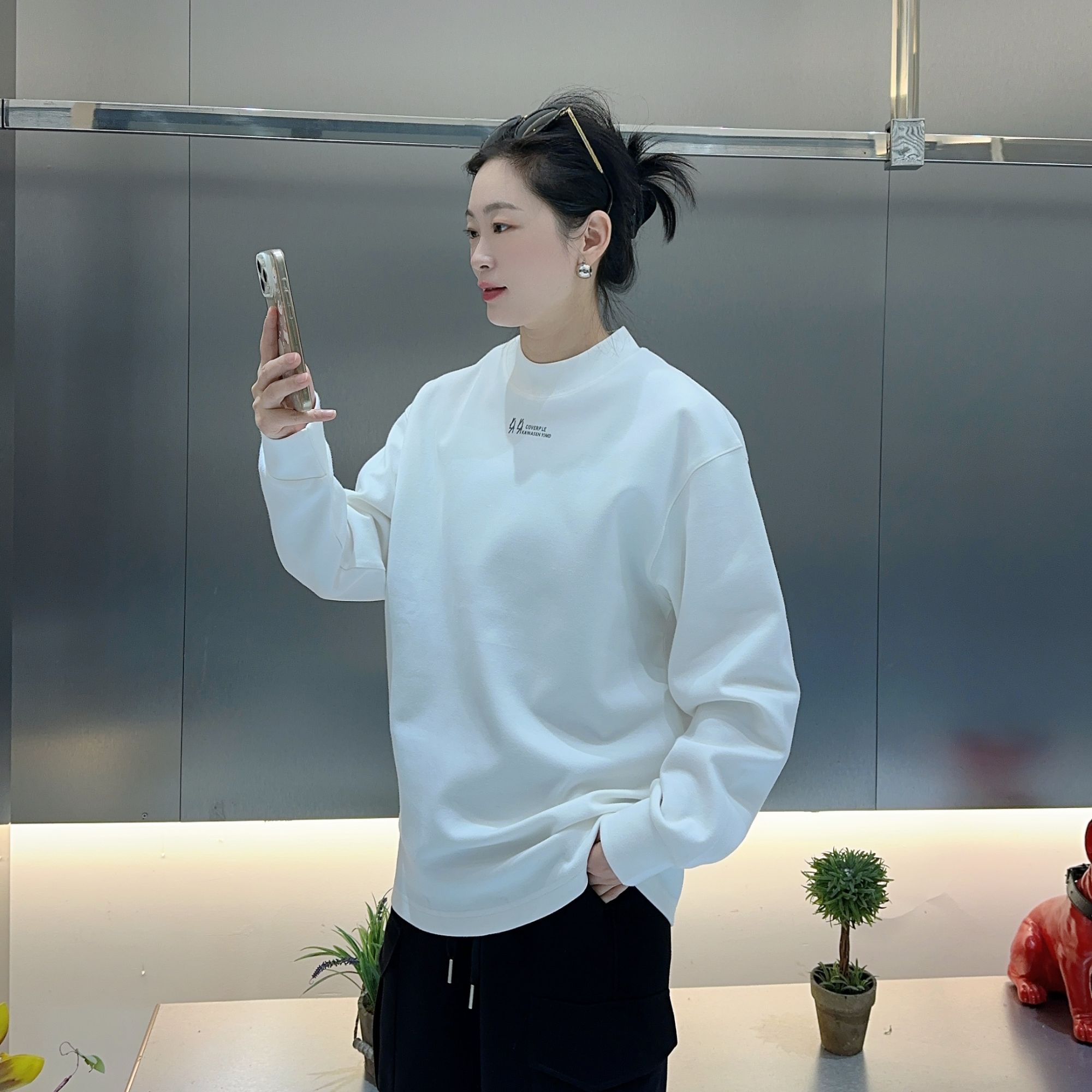 [周晓君】2025冬款男士高端潮牌帅气休闲宽松阔版圆领长袖卫衣