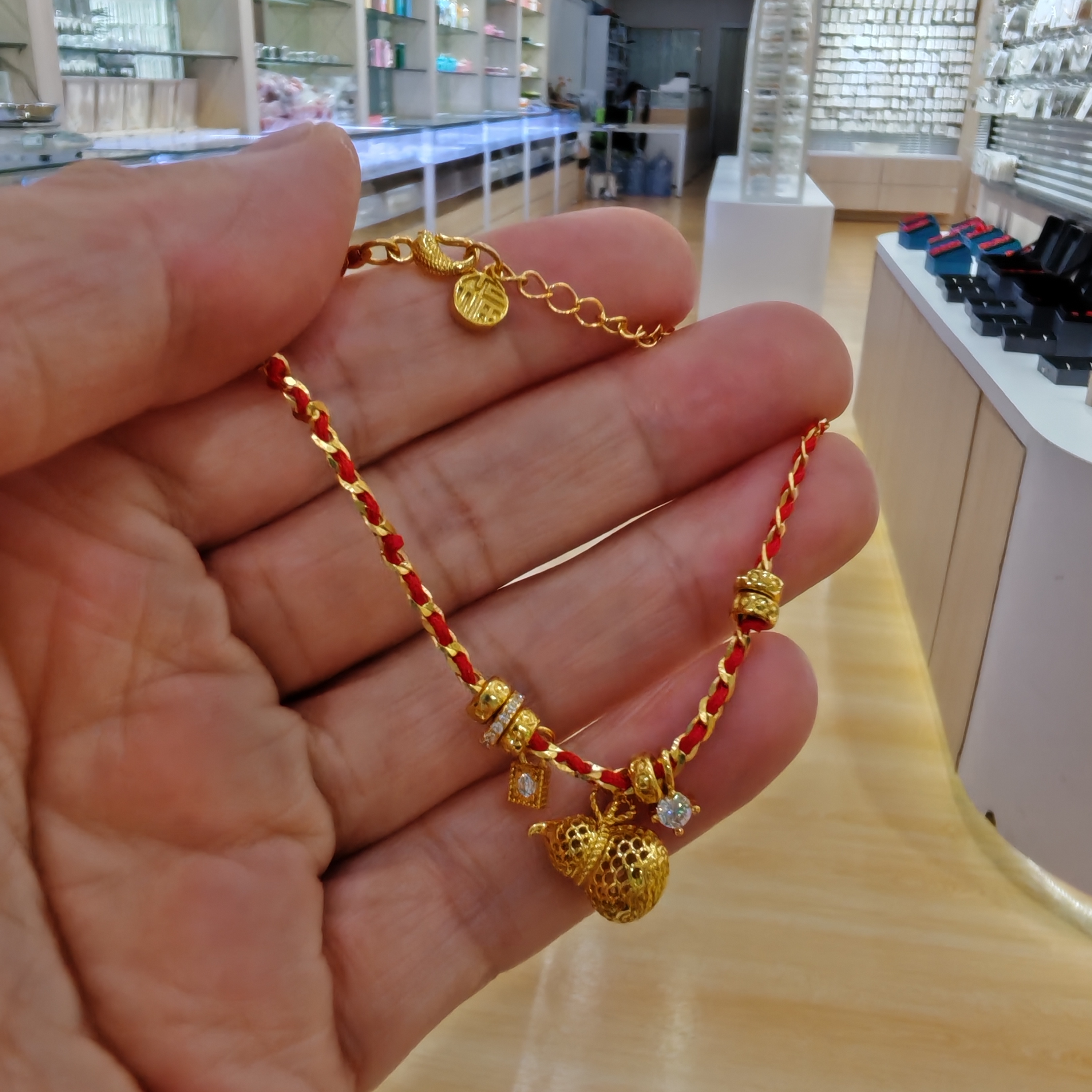 925银手链 【Qarlighach】红绳福运手链可调节编织金色轻奢手工