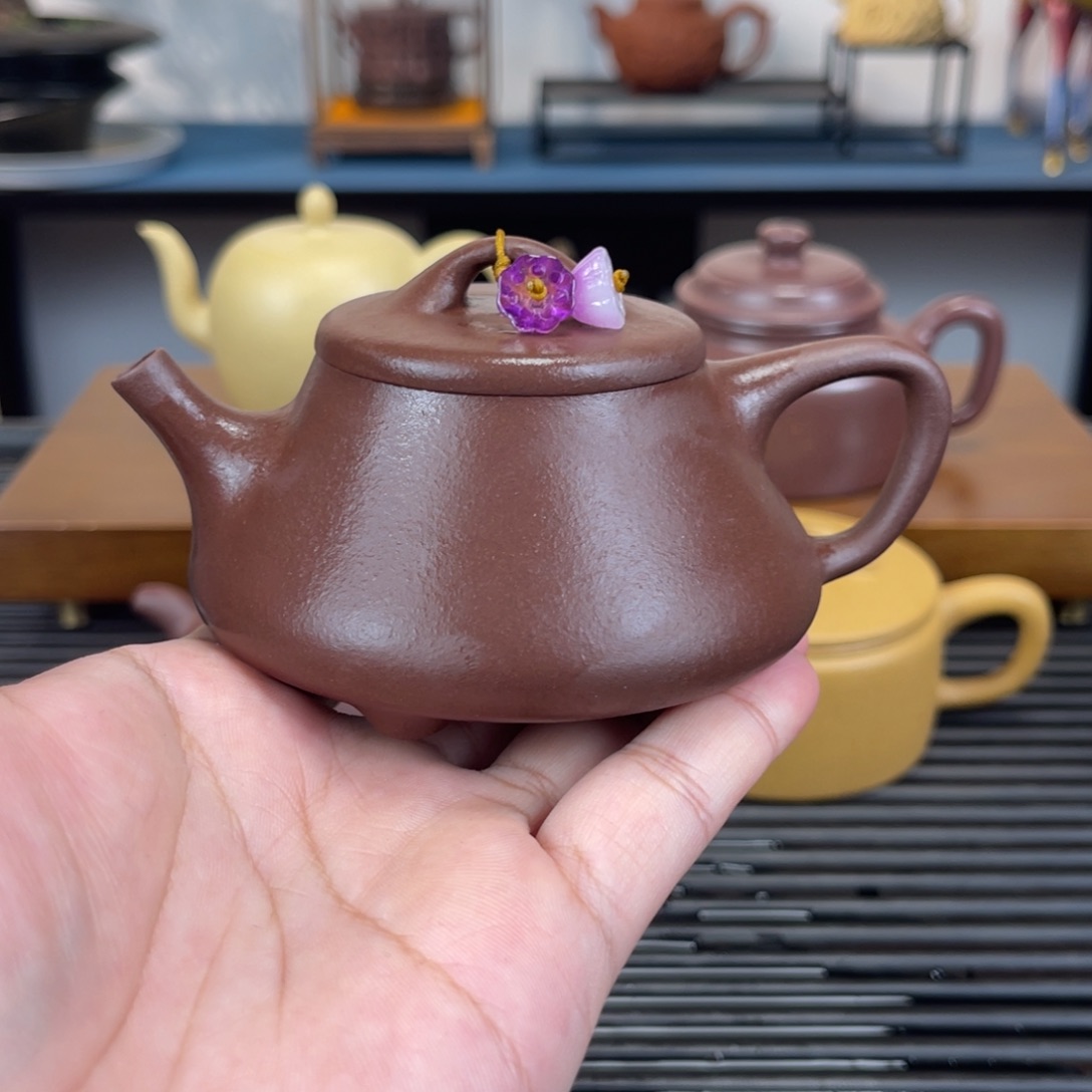 紫砂茶壶150毫升半手工紫泥子冶石瓢