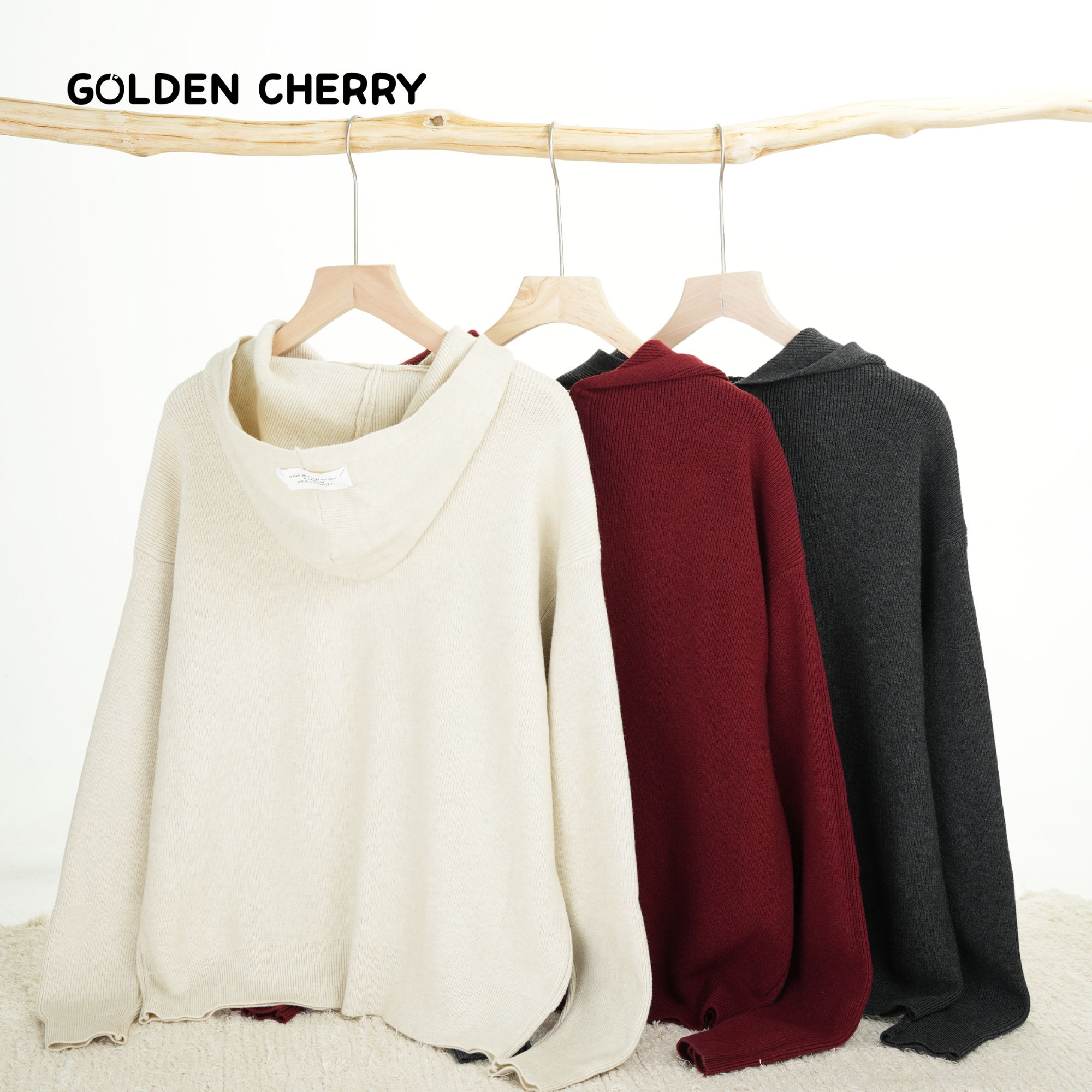 26【金樱桃】小童亲子米色拉链连帽毛衣WX006