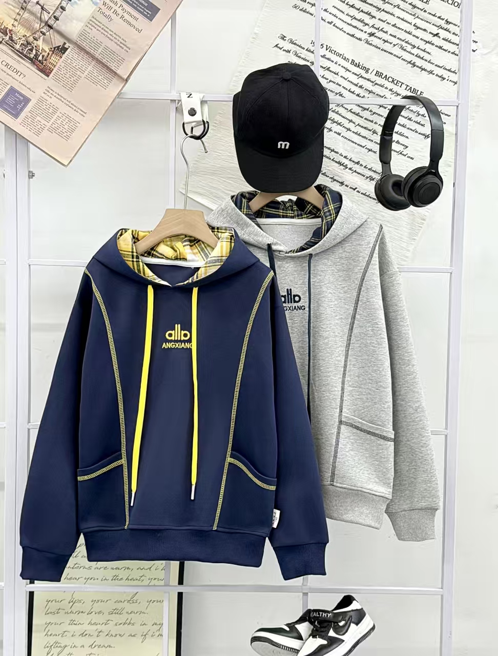 （清货不补）帽衫卫衣贴布绣中大童男童卫衣儿童洋气休闲