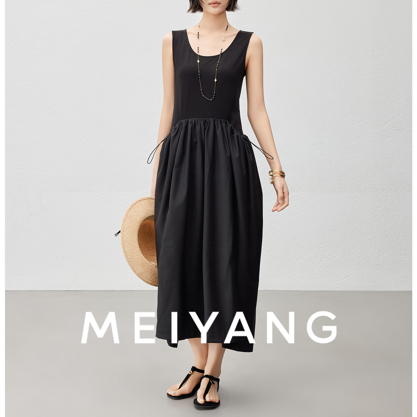 美洋MEIYANG【现货】海瑟薇连衣裙 莫代尔铜氨丝*TR梭织无袖-周五