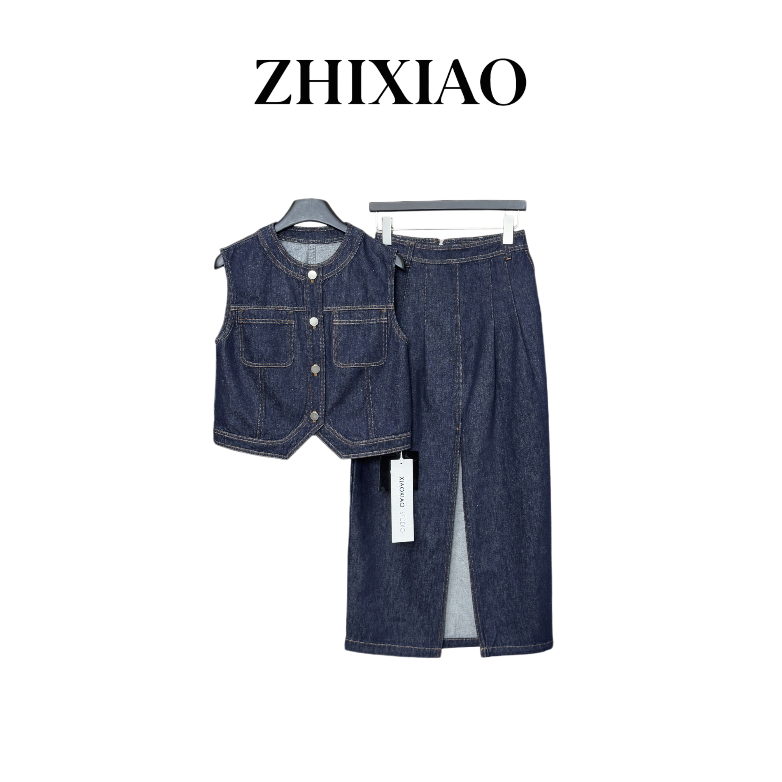 【ZHIXIAO】春季新款：明线无袖套装2088-2