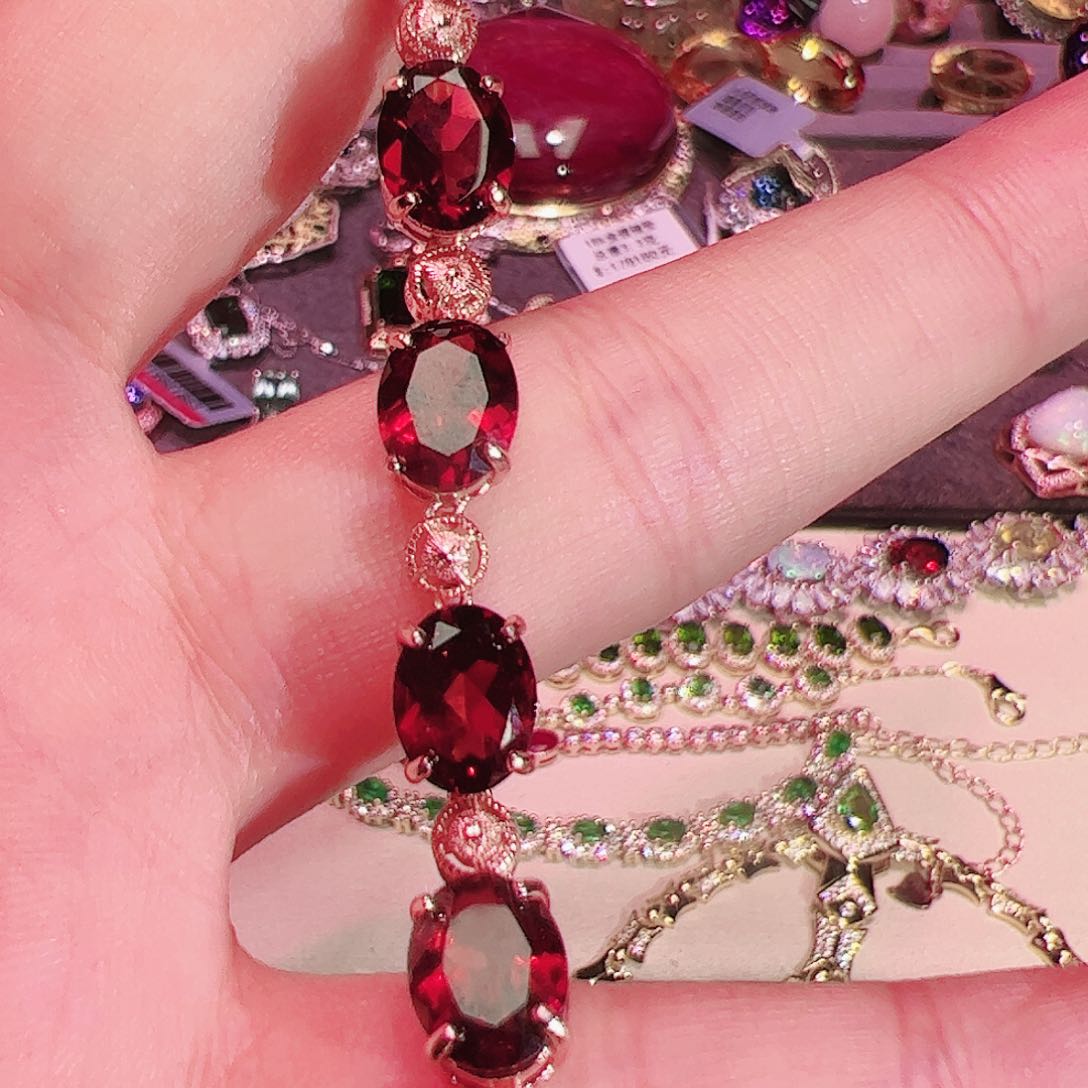 石榴石手链银S925镶嵌