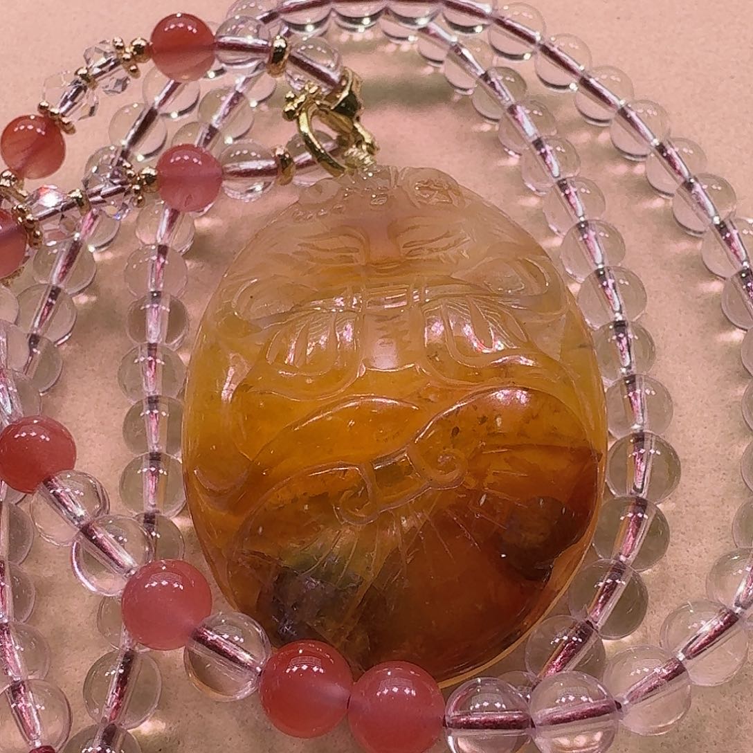 水晶颈饰未镶嵌天然水晶狐狐吊坠