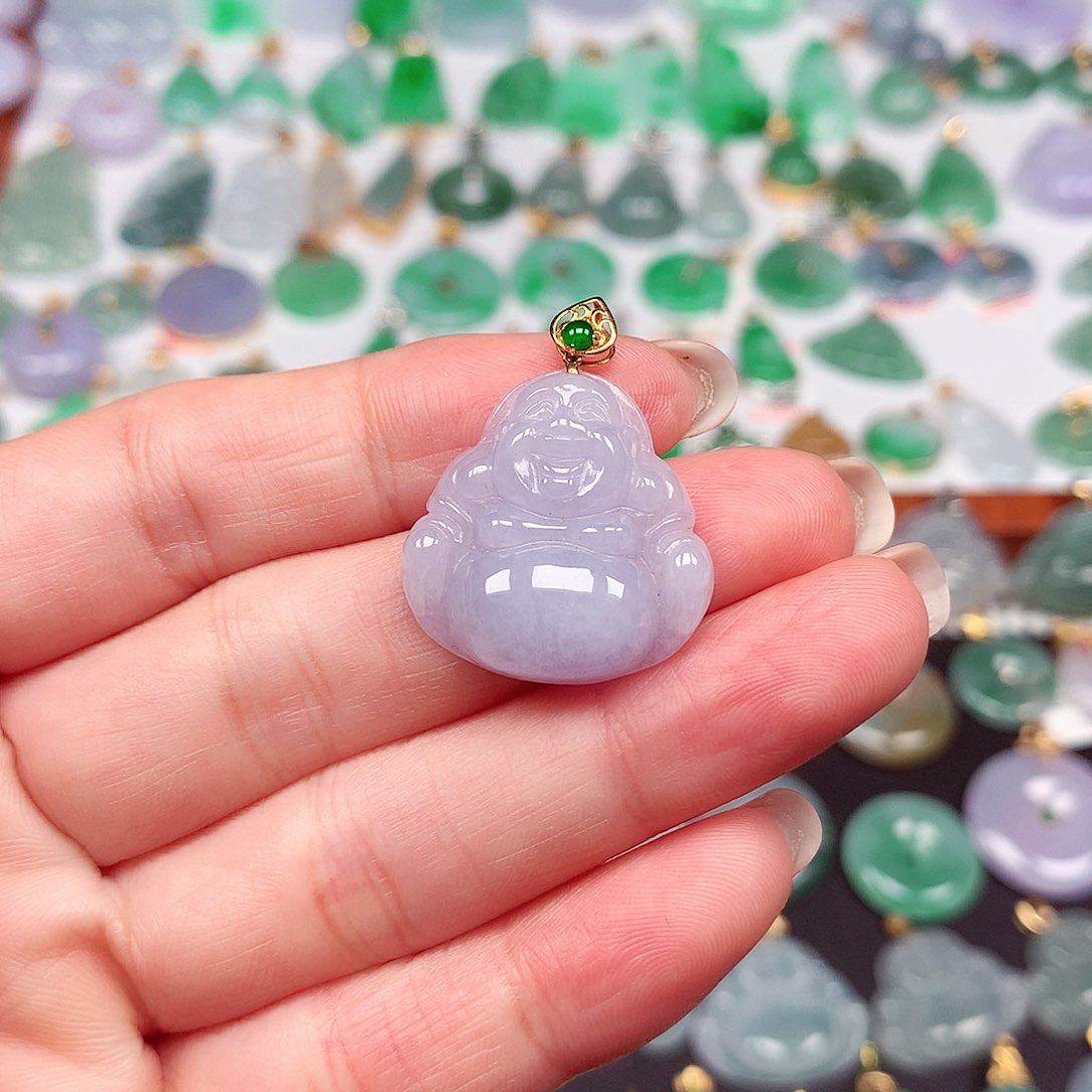 翡翠颈饰18K金镶嵌天然翡翠A货