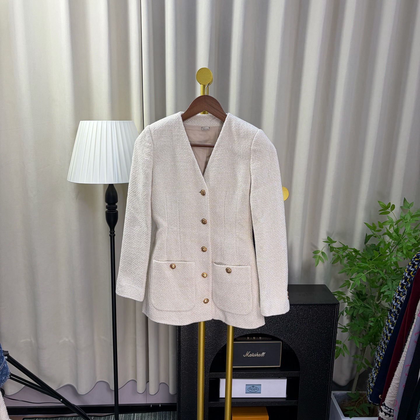 99新 GUCCI/古驰 编制金扣收腰款外套 38码