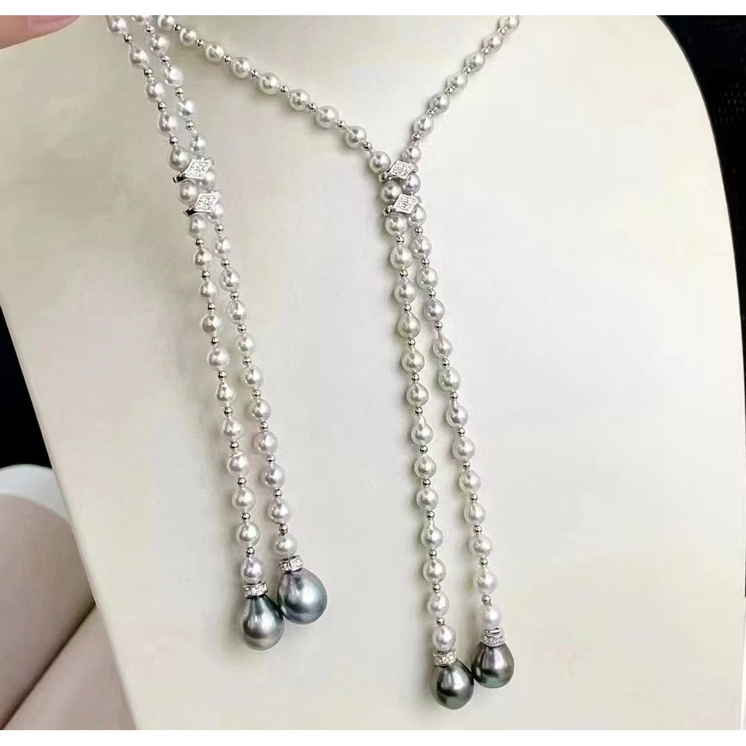 多戴款灵动溪地双珠链62cm项链4-5MM[21199-7]