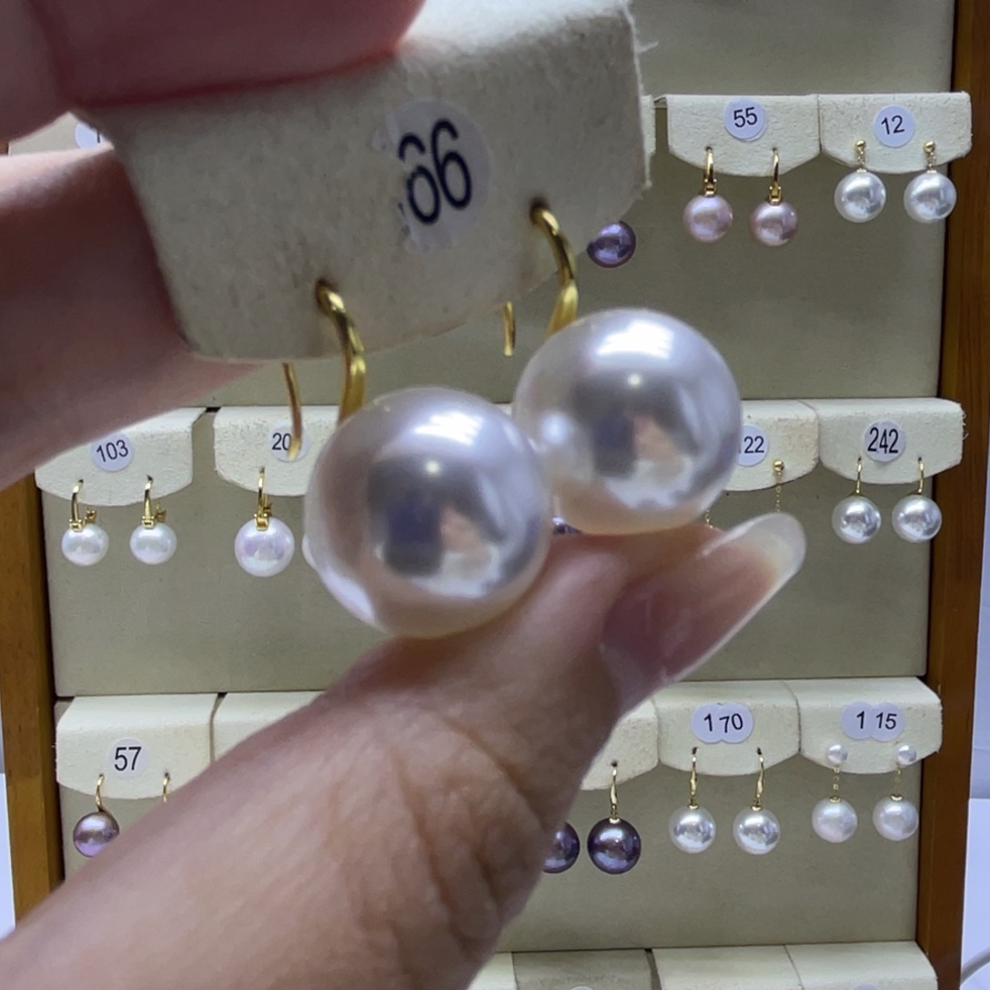 淡水珍珠耳饰18K金镶嵌