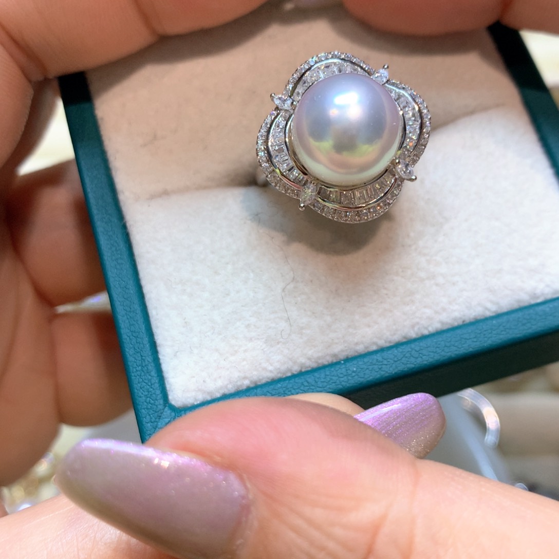 海水珍珠戒指银S925镶嵌
