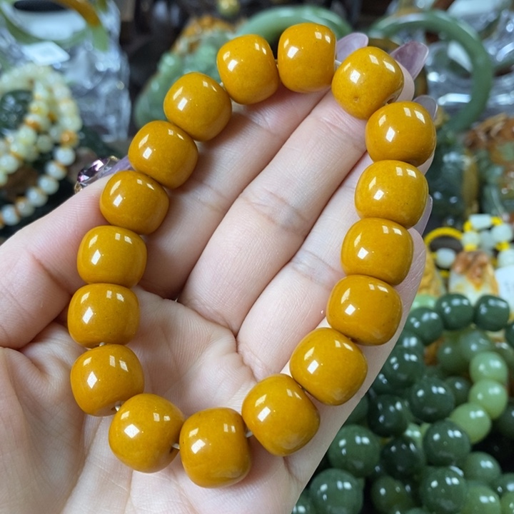 透闪石质玉手串卡14未镶嵌