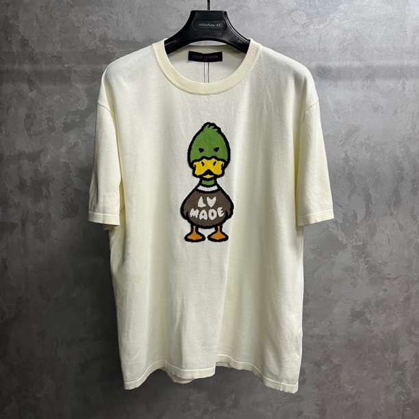 99新 LouisVuitton/路易威登 白色直筒圆领印花图案套头短袖/xl码