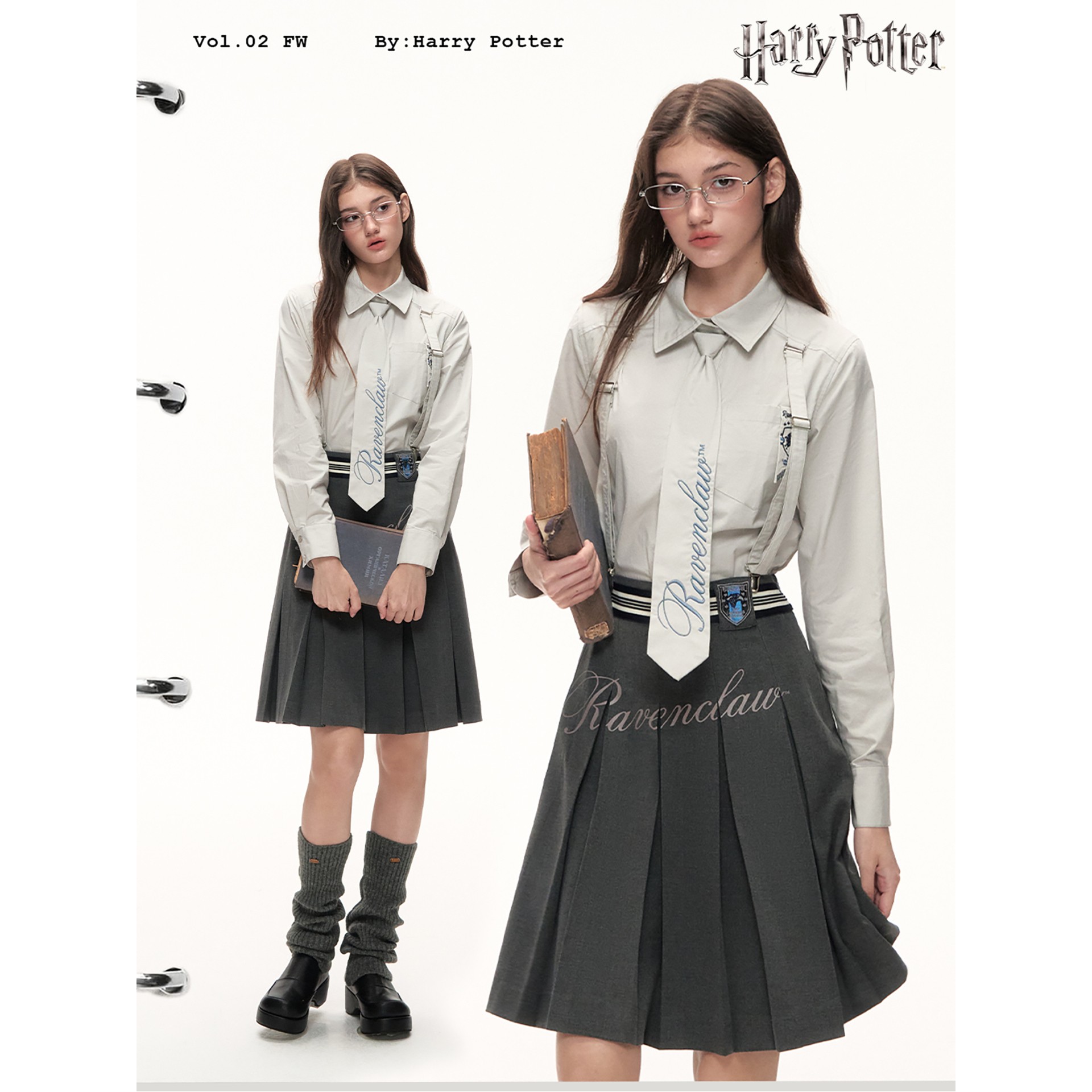 梗豆Kyouko哈利波特正版联名衬衫套装女新款秋季长袖polo领半身裙