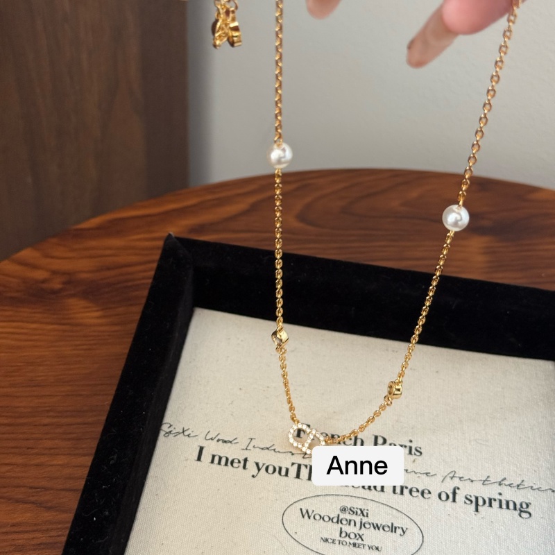 铜合金项链 轻奢猪鼻子字母珠珠镶锆简约项链【X624】